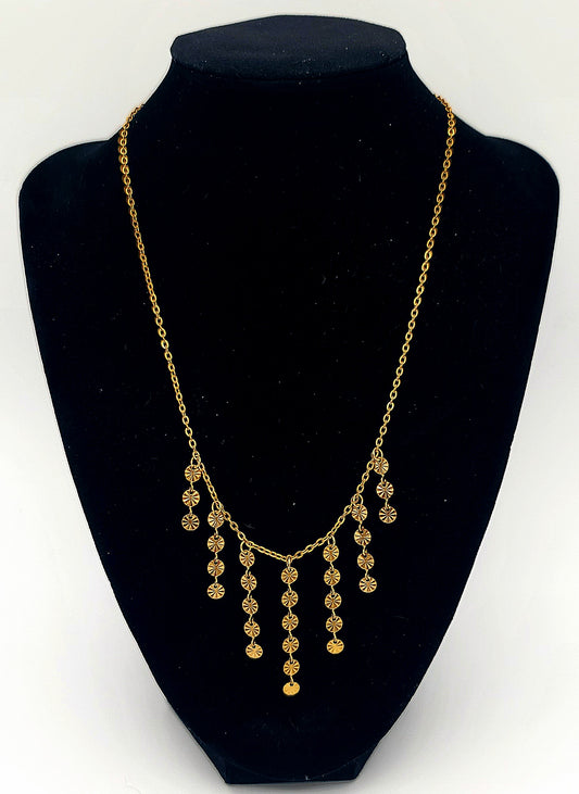 Gold Cascade Suncoin Stainless Steel Necklace
