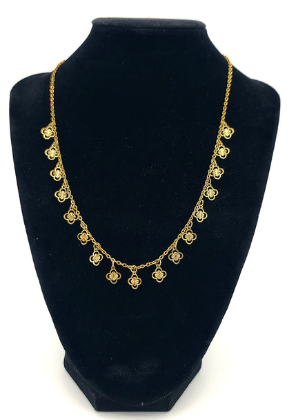 Gold Clover Suncoin Stainless Steel Necklace