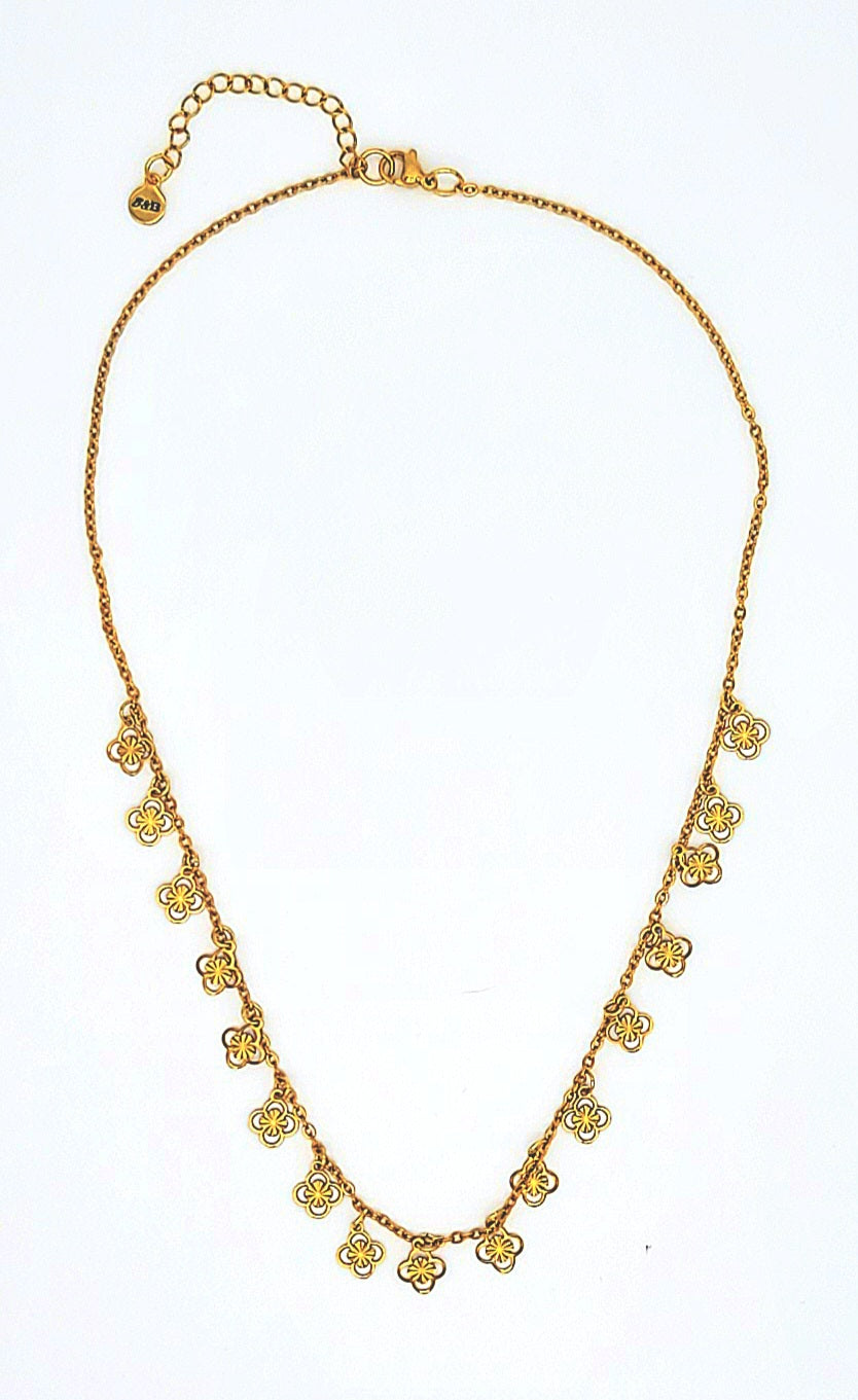 Gold Clover Suncoin Stainless Steel Necklace