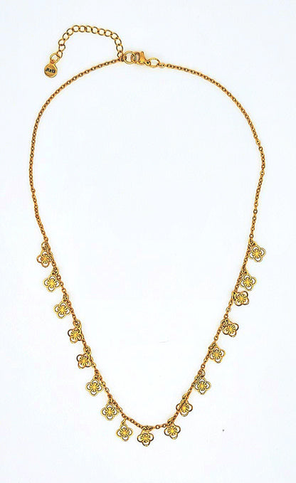 Gold Clover Suncoin Stainless Steel Necklace
