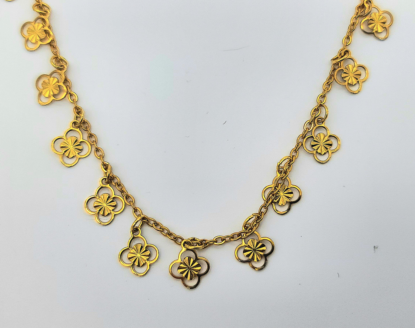 Gold Clover Suncoin Stainless Steel Necklace