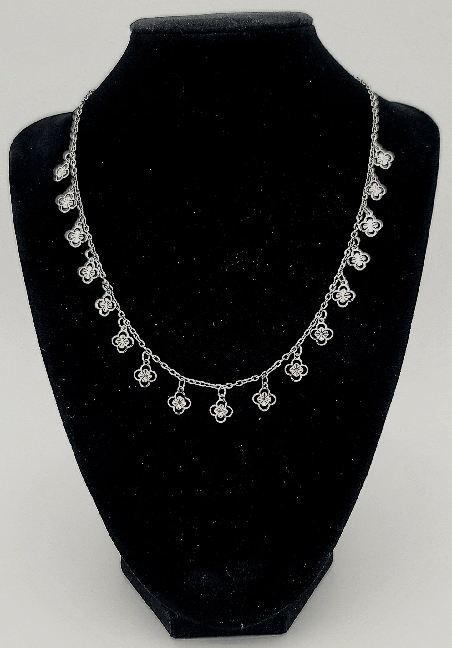 Clovers and Starcoin Stainless Steel Necklace