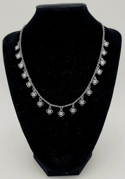 Clovers and Starcoin Stainless Steel Necklace