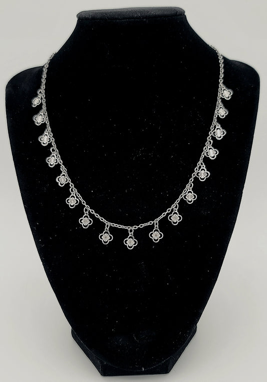 Clovers and Starcoin Stainless Steel Necklace