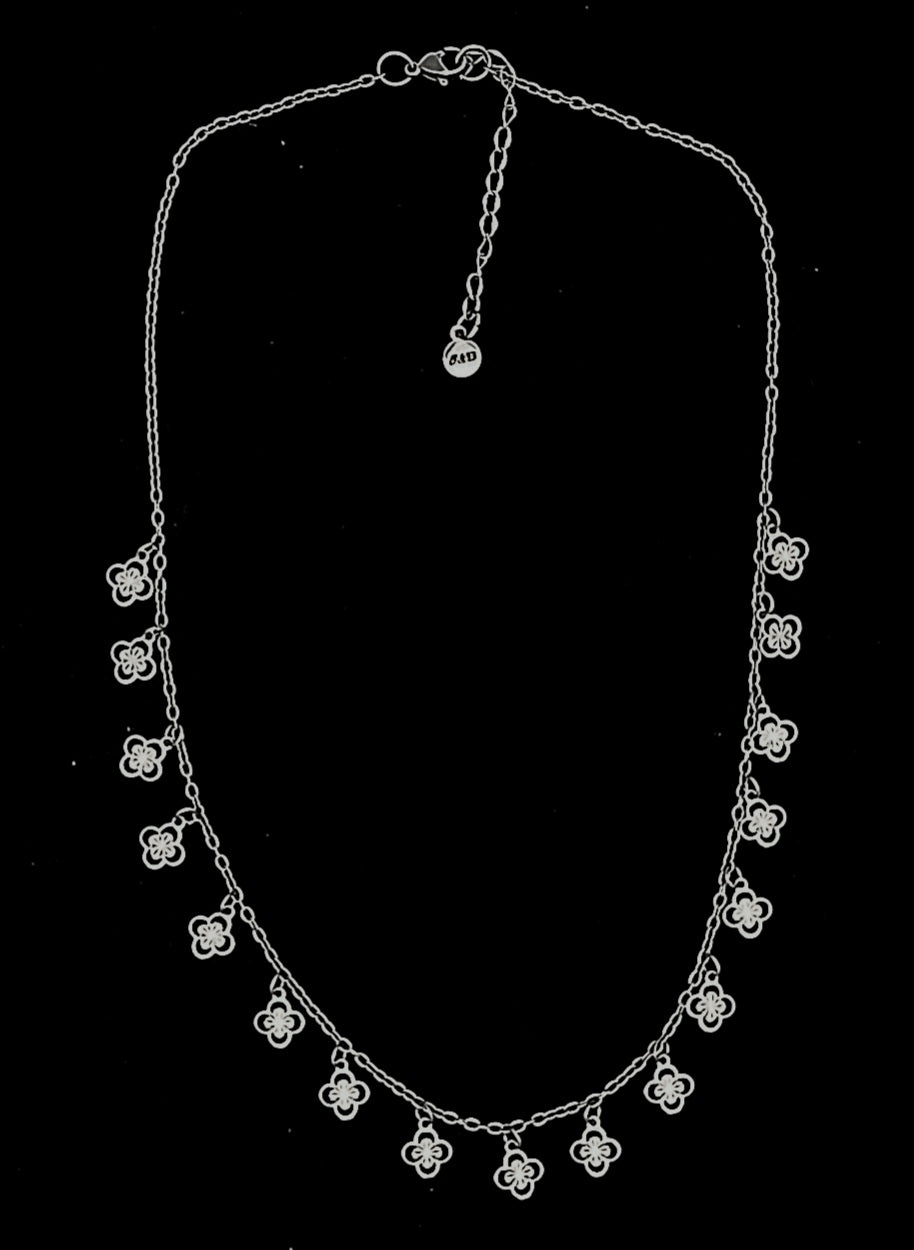 Clovers and Starcoin Stainless Steel Necklace