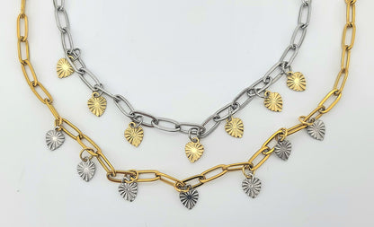 Opposites Attract Two-Tone 2 Layered Heart Necklace