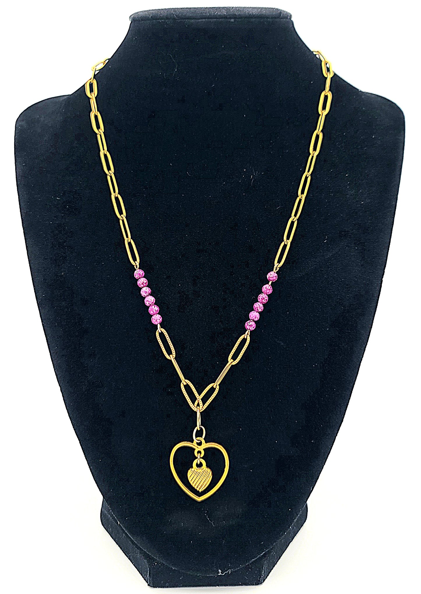 Double-Hearted Ruby Embrace Necklace