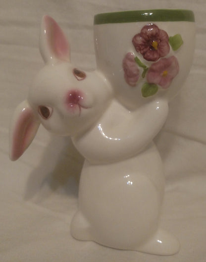 Vintage Avon Ceramic Bunny Rabbit Candle Holder, Easter Spring Décor