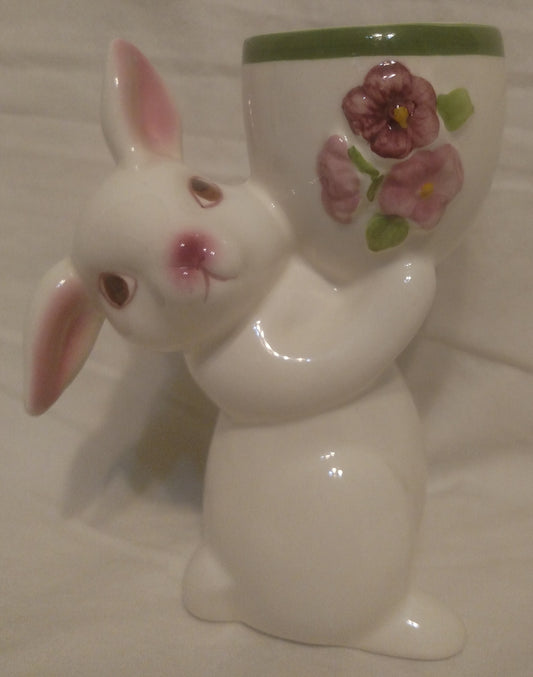 Vintage Avon Ceramic Bunny Rabbit Candle Holder, Easter Spring Décor