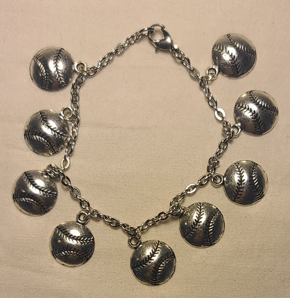 Baseball Dangle Charm Bracelet
