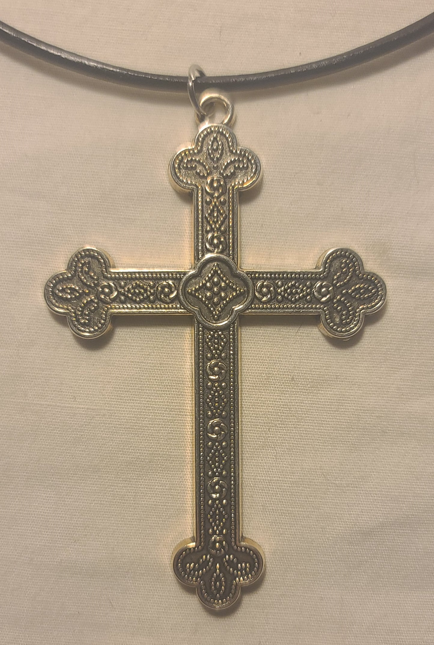 Large Pewter Trefoil Cross Necklace