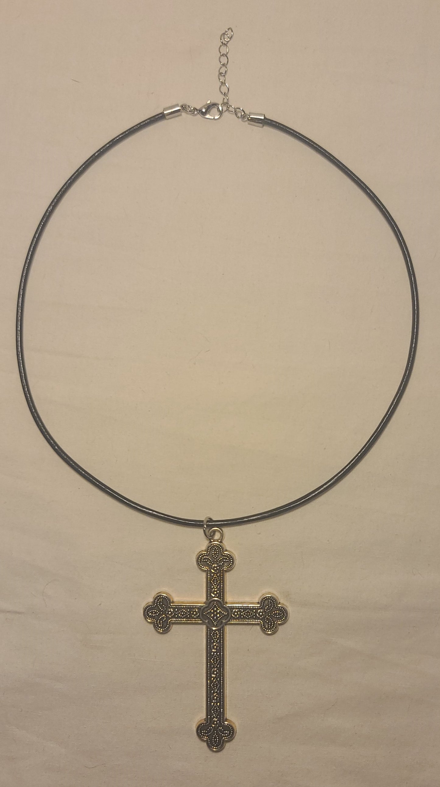 Large Pewter Trefoil Cross Necklace