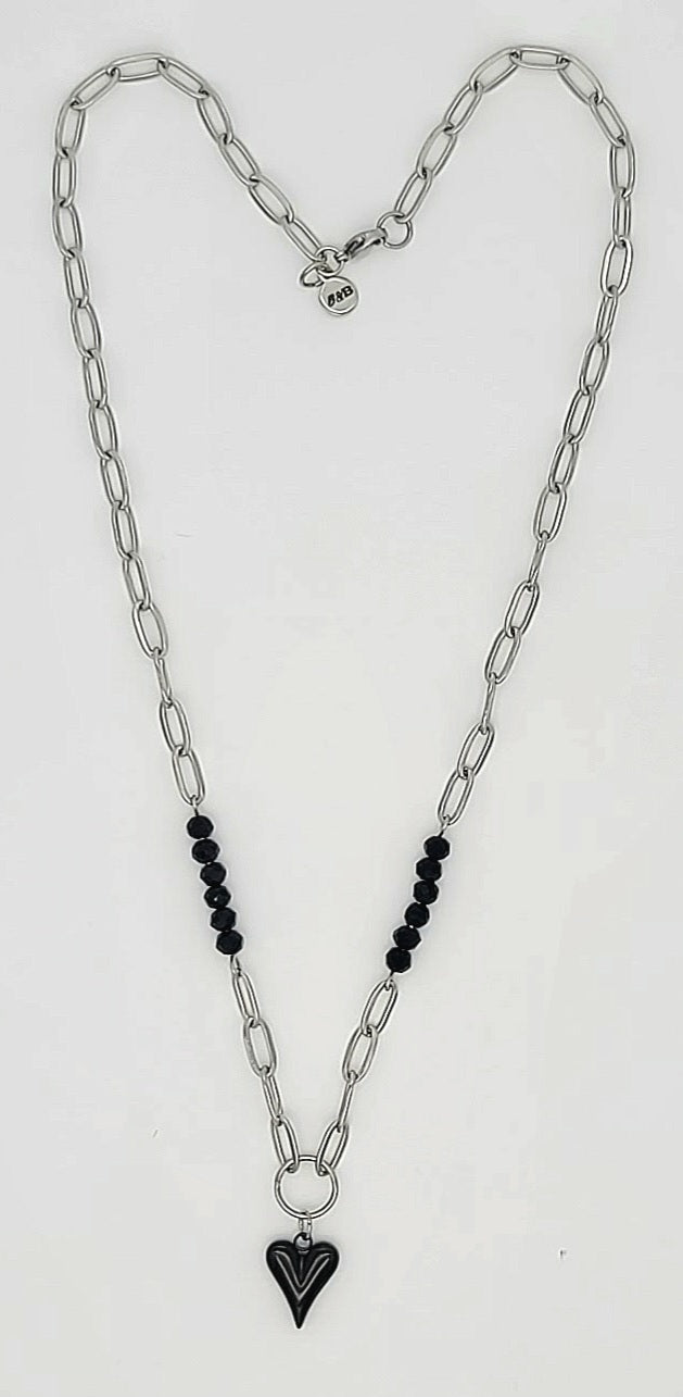 Black Heart of Steel Necklace