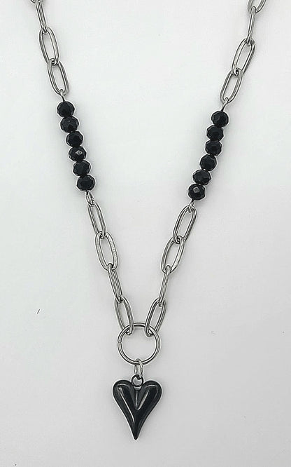 Black Heart of Steel Necklace