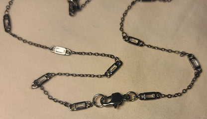 Black Teardrop Smoky & White Glass Stones Pendant Handcrafted Stainless Steel Necklace