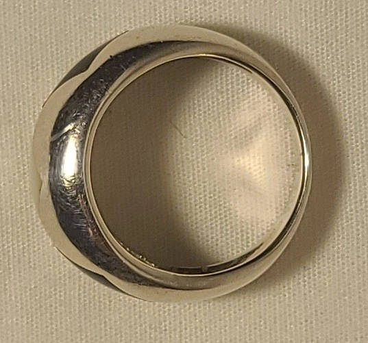 Sterling Silver Ring 7.25 – Onyx & Mother of Pearl Inlay – .925 JS Wide Band