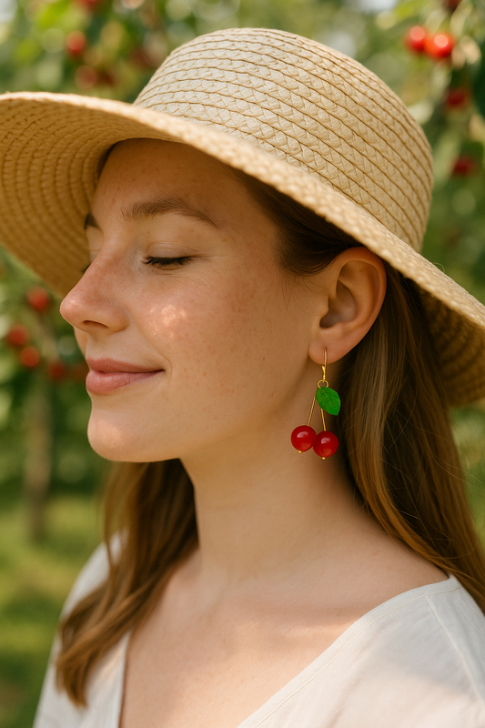 Cherry Pop Gold Stainless Earrings