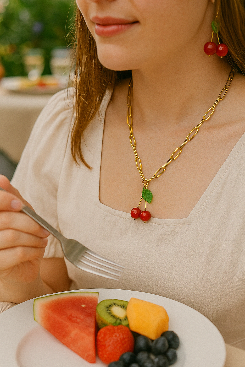 Cherry Pop Gold Stainless Necklace