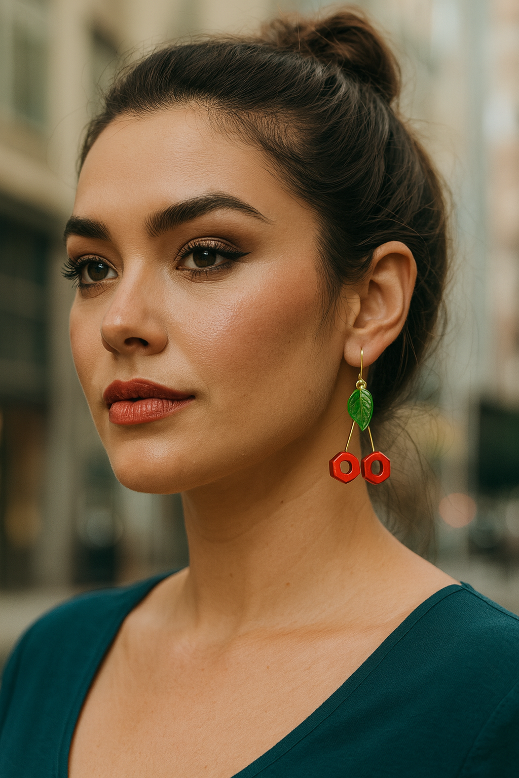 Cherry Pop Hex Nut Earrings