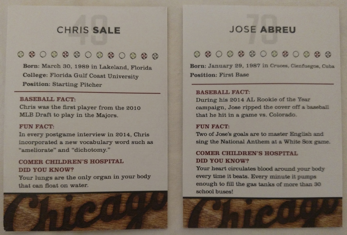 2015 Chicago White Sox Kids Club Cards Set, New in Original Sealed Wrap!!!