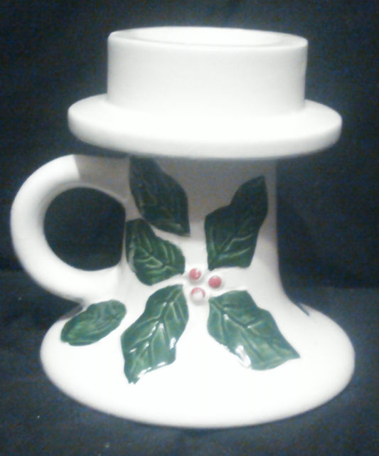 Vintage Ceramic Christmas Candle Holder – Holly Leaves & Berries