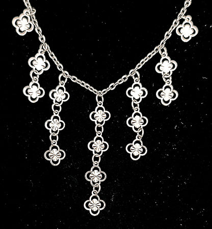 Clovers and Starcoin Cascade Stainless Steel Necklace
