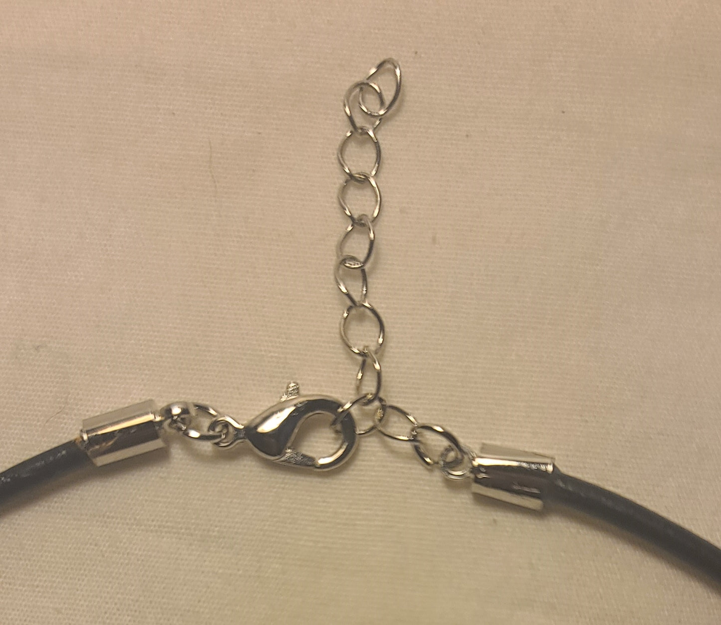 Pewter Cross Necklace on Black Leather Cord 18 to 19 1/2 Inches