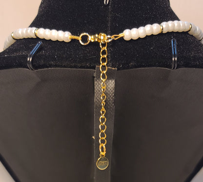 Dainty Faux Pearl with Pink Quartz Bracelet, Earrings, & Necklace Set