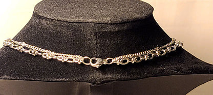 Two Layer Stainless Steel Necklace with Gold & Silver Tone Heart & Clover Charms