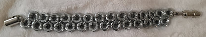 Double Row Hex-Nut 8 3/4 Inch Bracelet with Coupler Clasp