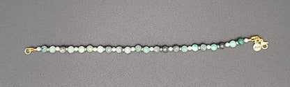 Faceted Natural Emerald & Shell Pearl 7.25" Dainty Bracelet