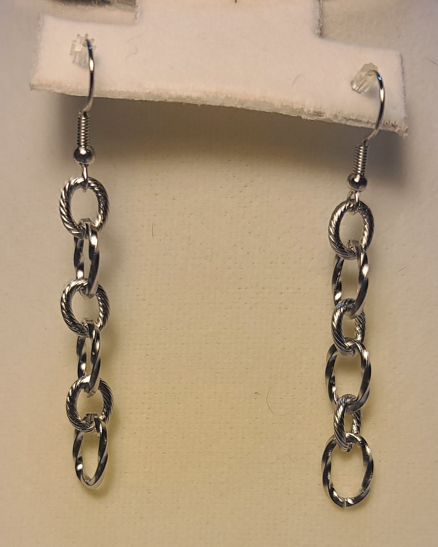 Everyday Silver-Tone Stainless Steel Textured Link Set, Necklace, Bracelet, Earrings