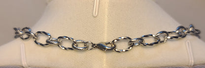 Everyday Silver-Tone Stainless Steel Textured Link Set, Necklace, Bracelet, Earrings