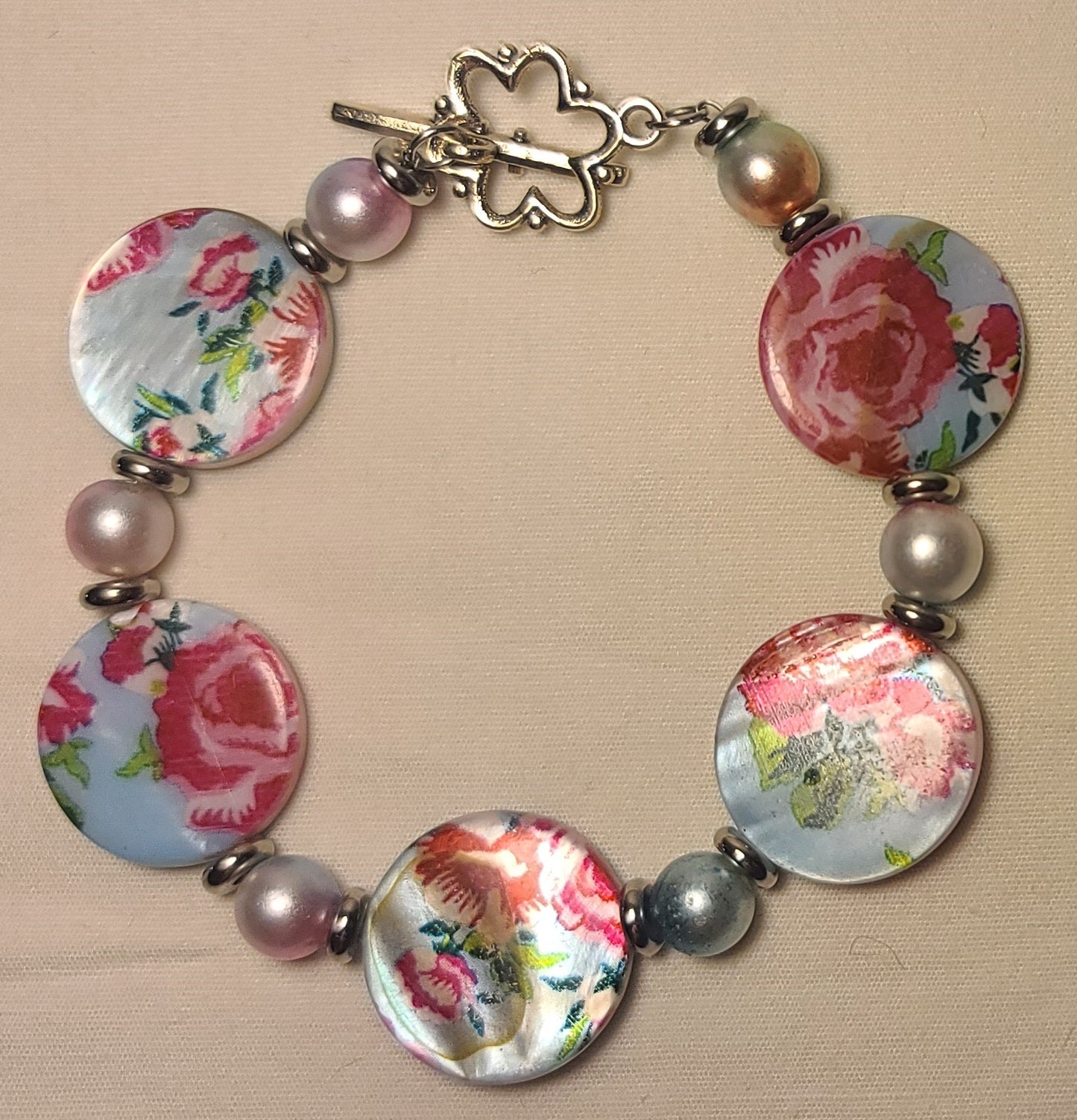 Floral Beaded Necklace, Bracelet, & Earring Set