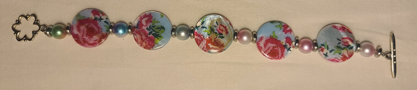 Floral Beaded Necklace, Bracelet, & Earring Set