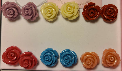 Friends Collection by Garold C. Miller – 6 Pair Rose Stud Earring Set