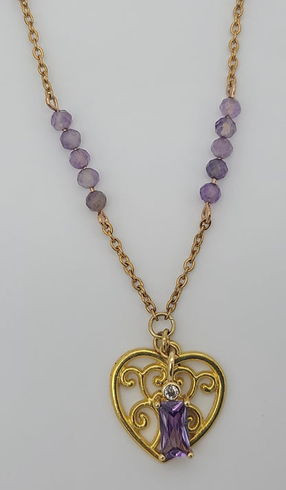 Heart & Amethyst Stationed Necklace