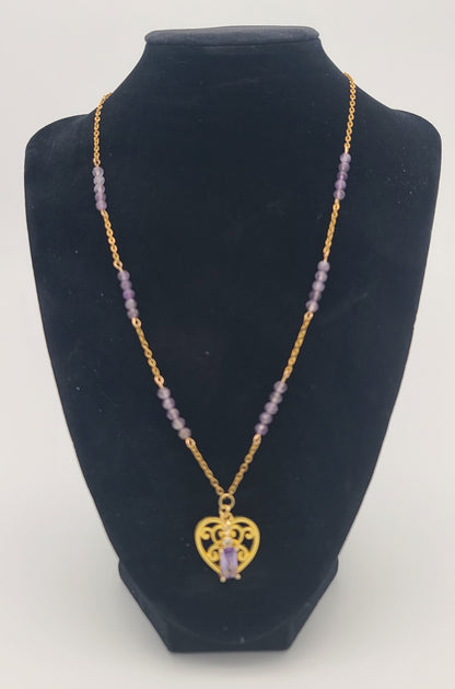 Heart & Amethyst Stationed Necklace