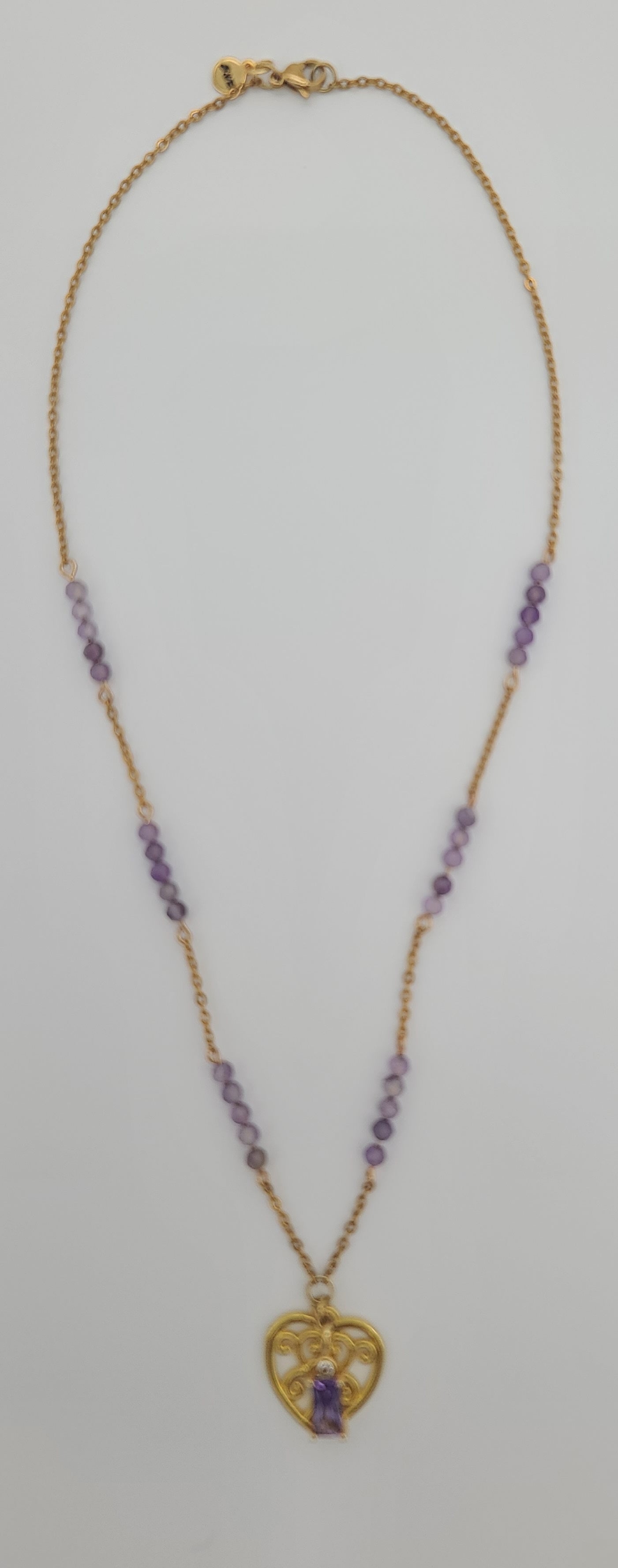 Heart & Amethyst Stationed Necklace
