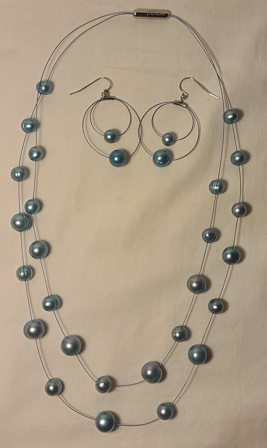 Honora Blue Cultured Pearl Necklace & Earrings Set
