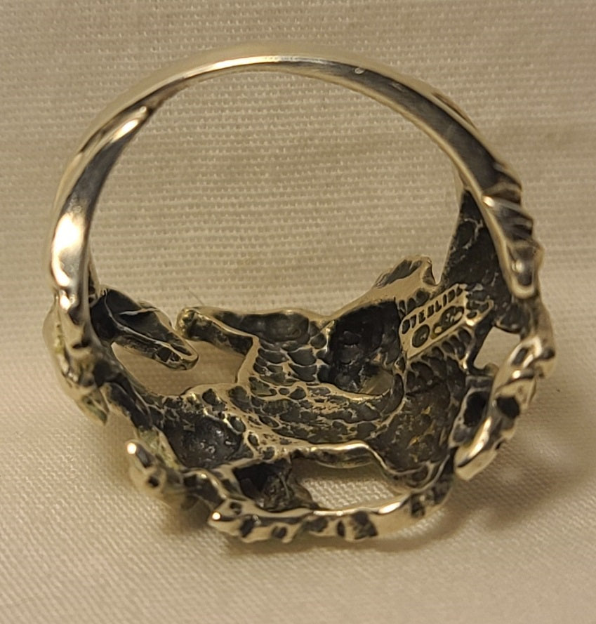 Wild Horses Uniquely Designed Silver Ring, Size 7.25