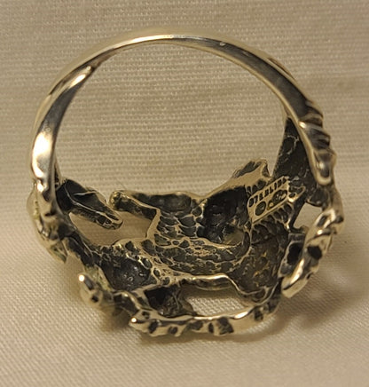 Wild Horses Uniquely Designed Silver Ring, Size 7.25
