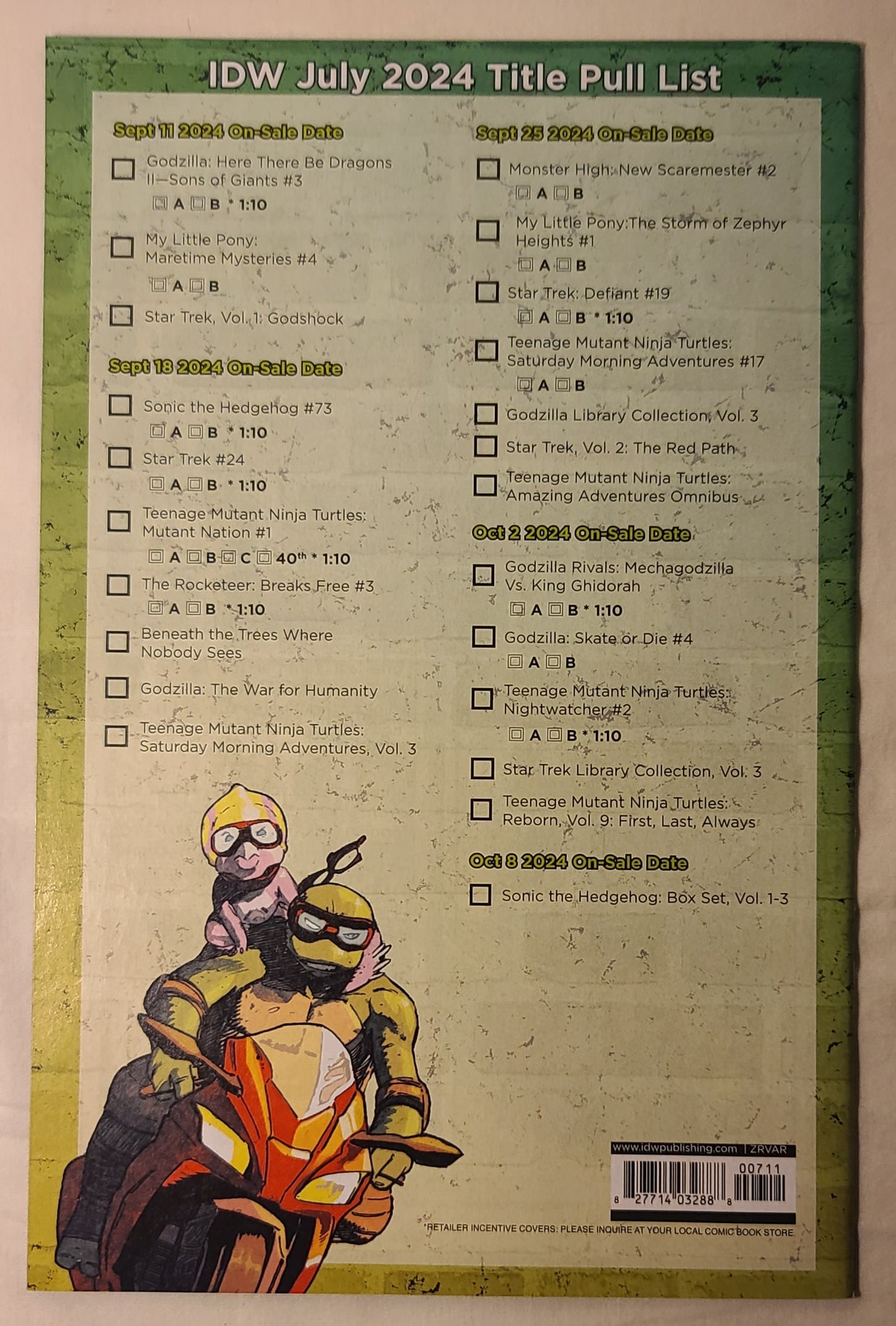 IDW July 2024 25th Anniversary Monthly Title Catalog Teenage Mutant Ninja Turtle