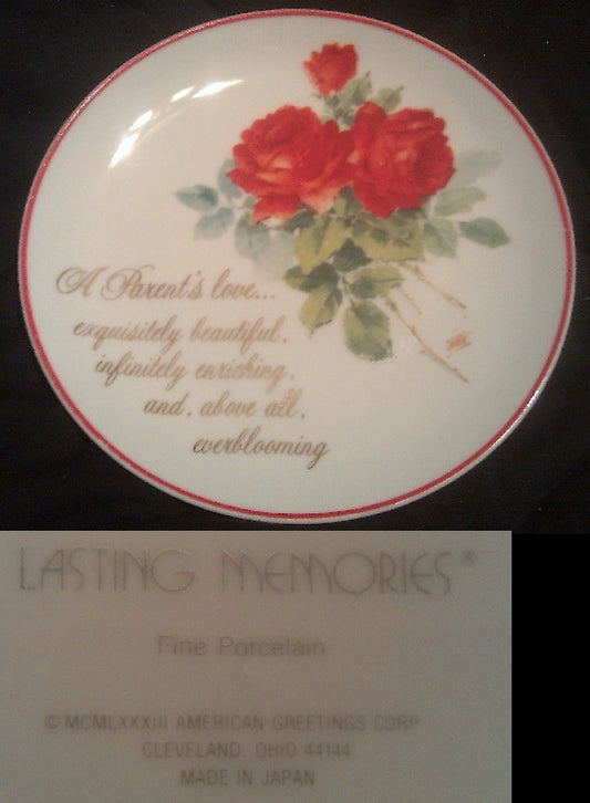 A Parent's Love, Lasting Memories, Collector Plate, by American Greetings 1983