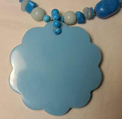 Lee Sands Blue Daisy Howlite Necklace & Earrings