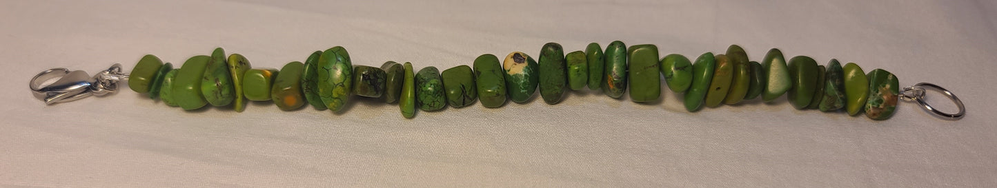 Natural Green Howlite Stone Bead Bracelet – 8.25" Stainless