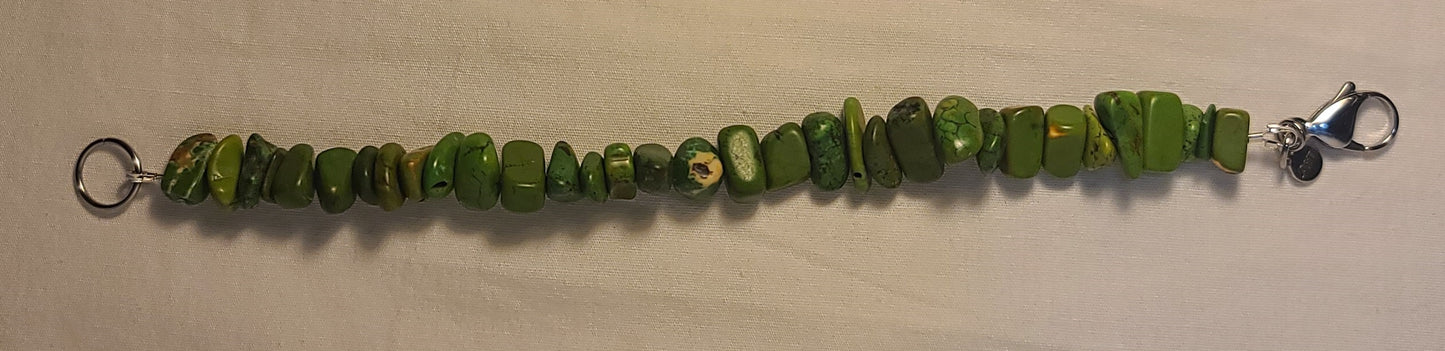 Natural Green Howlite Stone Bead Bracelet – 8.25" Stainless