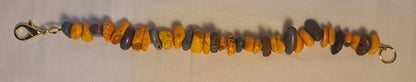 Orange & Blue/Grey Howlite Stone Nugget Beaded Bracelet 8.5"