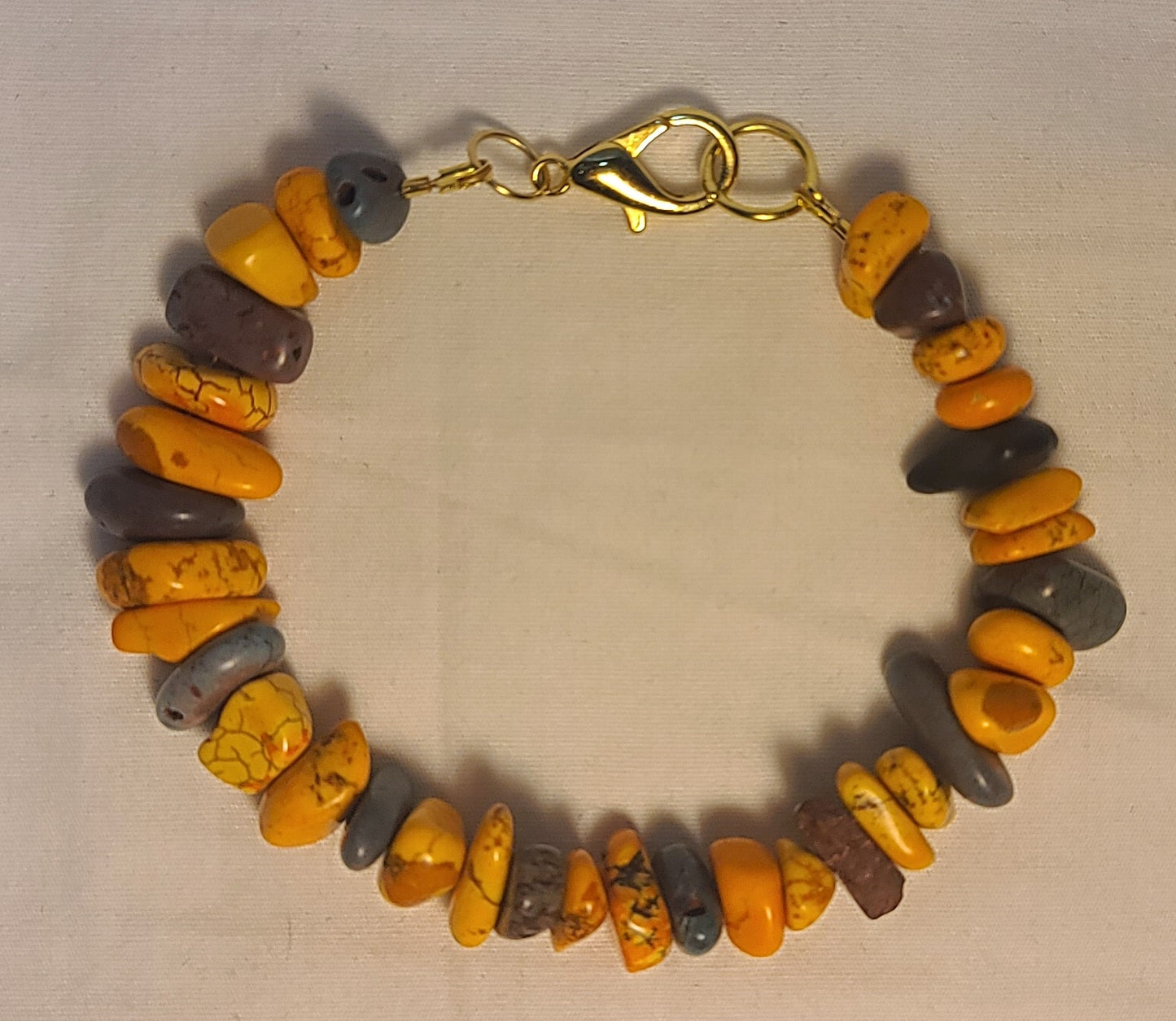Orange & Blue/Grey Howlite Stone Nugget Beaded Bracelet 8.5"