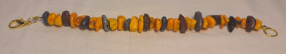 Orange & Blue/Grey Howlite Stone Nugget Beaded Bracelet 8.5"